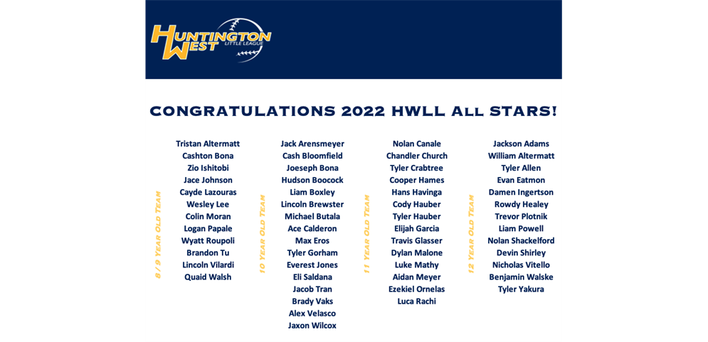 2022 HWLL ALL STARS